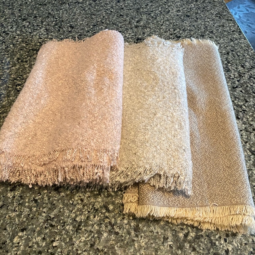 Scarves! Bundle of 3 soft pink, oatmeal, taupe!